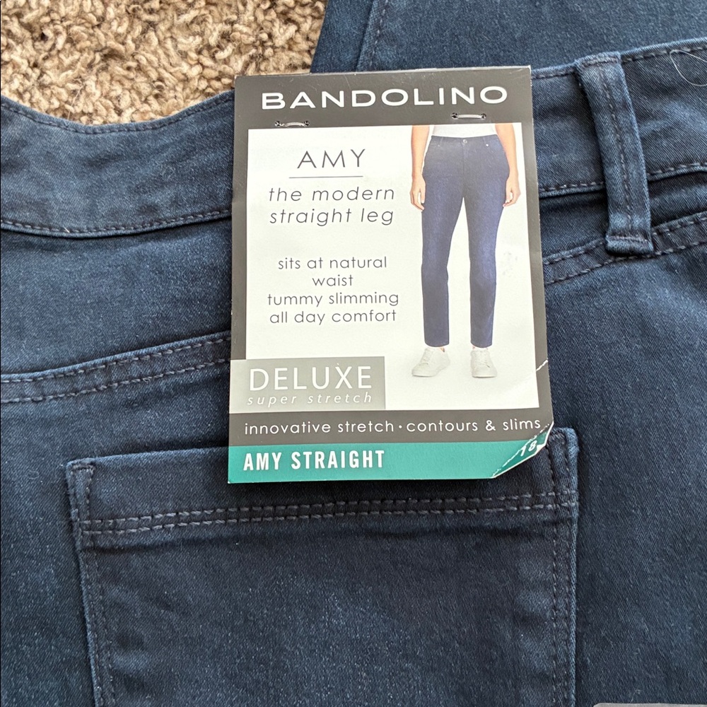 Bandolino Cotton Jeans Pants Amy Straight Leg Plus SZ 18 Blue New with Tags! - Picture 7 of 8